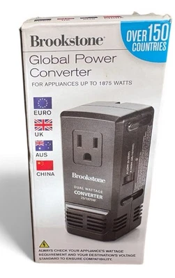 Brookstone Global Power Converter Travel Adapter / Converter #858280 NOS Dual  - Image 1 of 4