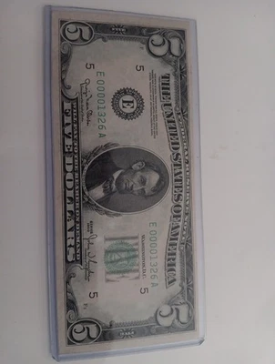 1950 Low Serial Number $5 Note - Image 1 of 2