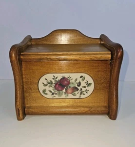 Vintage Pomerantz Wood Recipe Box  Apple/pear Emblem, Card Holder  - Picture 1 of 14