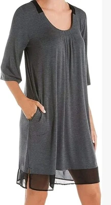 Donna Karan Ropa de Dormir Talla Pequeña Hasta la Rodilla Vestido Clásico Modal Tejido en Gris Foto 1 de 4