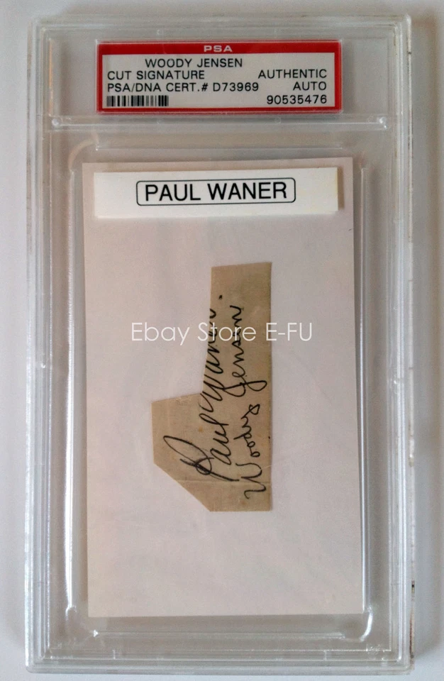 WOODY JENSEN Signed Cut PSA/DNA Certified Autograph with PAUL WANER HOFer Auto - Image 1 of 1