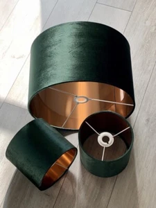 new luxury bottle green velvet copper drum lamp shade and pendant light shade - Picture 1 of 9