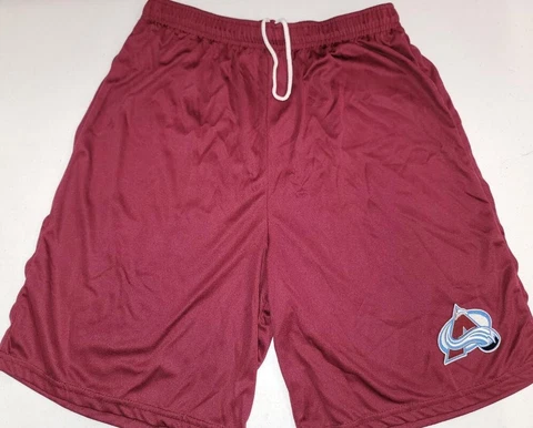0724-1 Mens NHL COLORADO AVALANCHE Polyester Jersey SHORTS Embroidered MAROON Cover
