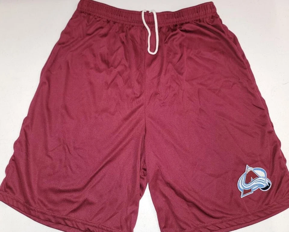 0724-1 Hombres NHL COLORADO AVALANCHE Poliéster Jersey PANTALONES CORTOS GRANATE Nuevo Todas las Tallas Foto 1 de 1
