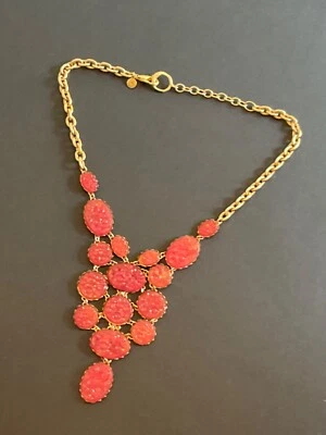 David Aubrey Declaração Babador Faux Cornalina Bronze Cabochão Pista Colar 18" - Imagem 1 de 4