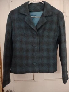 Bespoke Blue and Black Shadow Plaid Vogue Paris Vintage Jacket Size S/XS - Bild 1 von 4