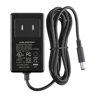 AbleGrid UL Listed 12V 3A 36W AC Adapter Power Supply for Camera LED Light Strip - Image 1 of 3