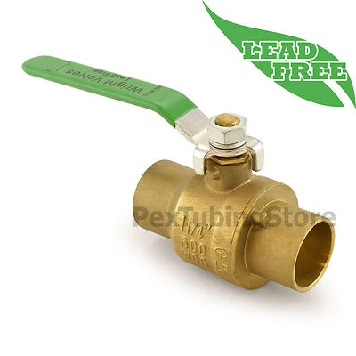 1-1/4" Sweat (CxC) Lead-Free Brass Ball Valve, Full Port 600psi WOG