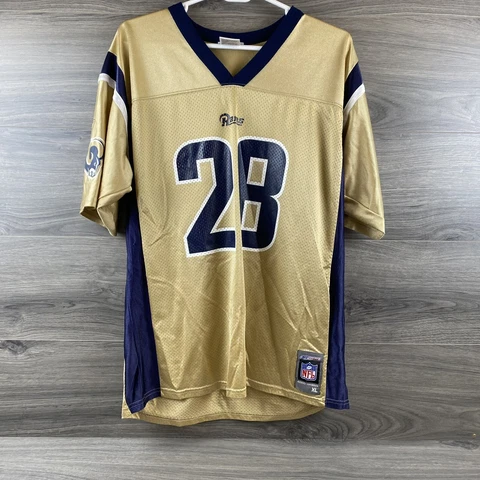 Reebok Gold Blue NFL St. Louis Rams Marshall Faulk #28 Jersey Mens Size XL Cover