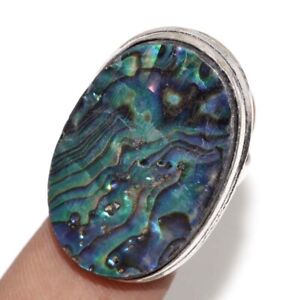 Abalone Shell 925 Silver Gemstone Handmade Plated Ring US 5 Jewelry GW