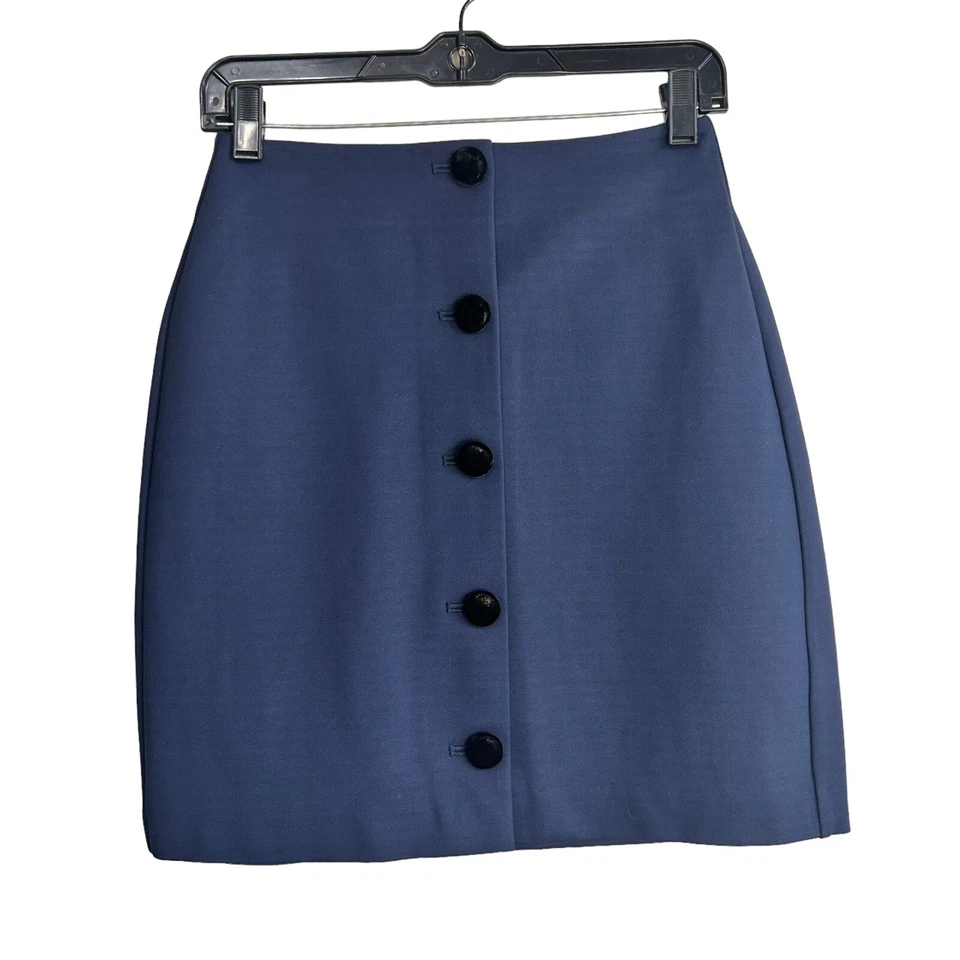 BODEN skirt Womens 0 Navy Blue With Velvet Buttons Jersey Mini R0444