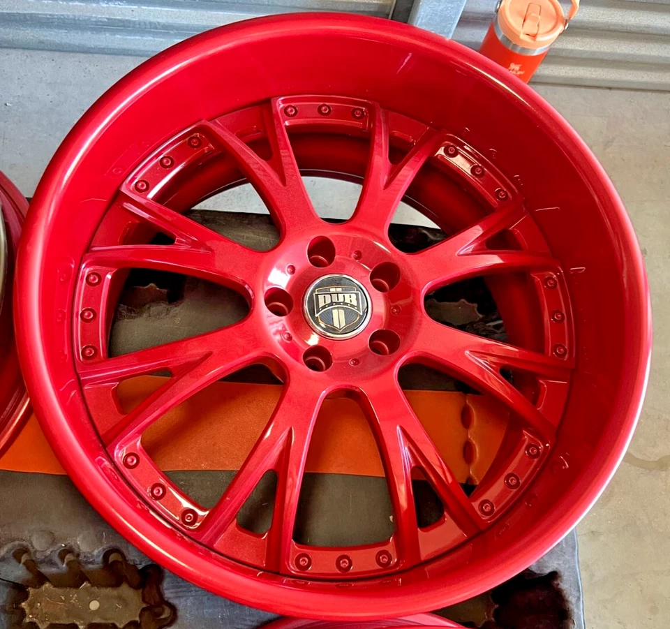 DUB FORMULA Triple Red Custom Finish 20x9.5 +40 & 20x10.5 +20 5x114 Set of 4 - Image 1 of 4