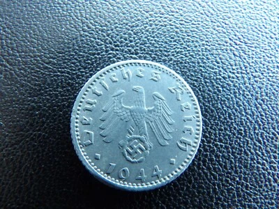 Germany 1944 F swastika Aluminum Nazi Eagle 50 pfennig Reichspfenning Coin H3 - Image 1 of 4