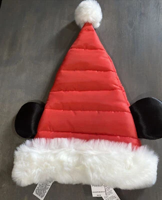 Disney Parks Mickey Mouse Ears Quilted Christmas Santa Hat One Size New - Image 1 of 2