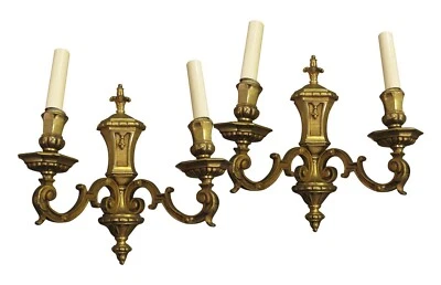 Pair of 1930s French Empire Gilded Bronze Wall Sconces - Image 1 of 4