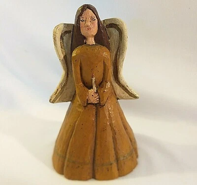 Primitive Resin Noel Angel Figurine FOLK ART Signed Betty Lou Byenis 1986 CANDLE - Image 1 of 4