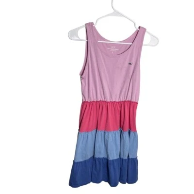 Vestido Vineyard Vines para niña grande en capas colorido sin mangas sin mangas preppy Foto 1 de 4