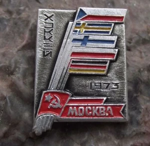 1973 Ice Hockey World Championships Soviet Union USSR Moscow Pin Badge - Picture 1 of 2