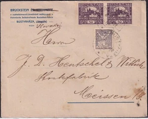 TSCHECHOSLOWAKEI 1921 Hradschin ungezähntes Paar 50 H, ABART: obere weiße Rahmen - Bild 1 von 5
