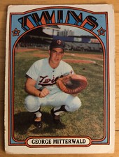 1972 Topps George Mitterwald Card #301 Twins Catcher Low-Grade Poor Creased