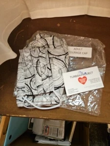 Erwachsene Courage Chemo Schlaf Turban Kopfbedeckung Kappe (schwarz/weiß Design) - Bild 1 von 6