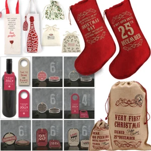 CHRISTMAS GIFT BAG SACK STOCKING TAG Family Friend Kids Party Festival Wrapping - Picture 1 of 35