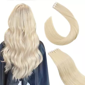 Invisible Tape In Remy Skin Weft 100% Human Hair Extensions THICK 40pc Full Head - Picture 1 of 1
