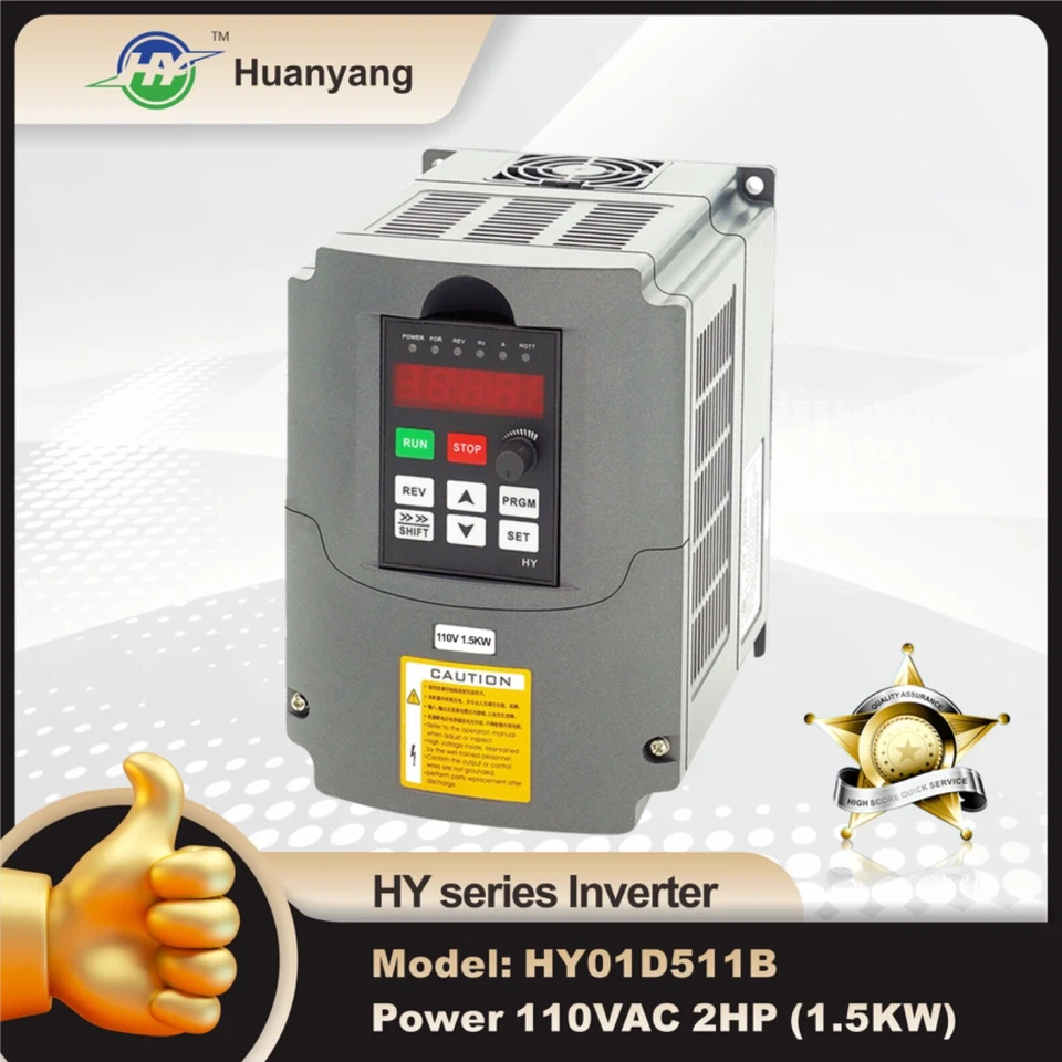 Huanyang VFD 110V 2HP 1.5KW Inverter CNC single phase to 3 phase 110V for Motor