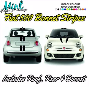 GORRO FIAT 500, TECHO Y RAYAS TRASERAS ABARTH GRÁFICOS DEPORTIVOS CALCOMANÍAS GRATIS P&P 005 - Imagen 1 de 4