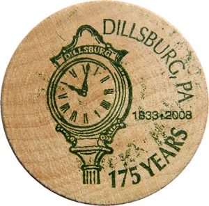 Ficha de níquel de madera Lucky 2008 Dillsburg PS 175 años (03436) - Imagen 1 de 2