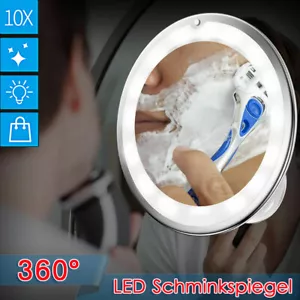 LED Beleuchtung Kosmetikspiegel 10 Fach Vergrößerung Schminkspiegel mit Saugnapf - Picture 1 of 18