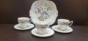 Plato de pastel platillos vintage tazas Coalport Paradise - Imagen 1 de 5