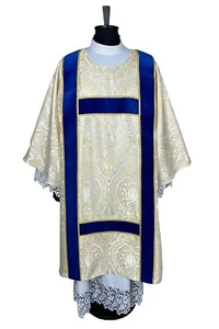 blue gold Deacon Dalmatic golden Gothic, Brocade/ Velvet - Picture 1 of 5