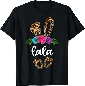 Fun Lala Bunny Leopard Shirt, Easter Day Bunny Grandma T-Shirt Hoodie - Picture 1 of 12