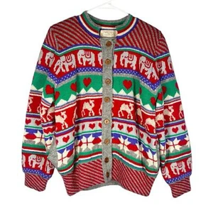 Vintage 1980s Moussie For Susan Bristol Knit Button Up wool cardigan Sweater Med - Picture 1 of 7