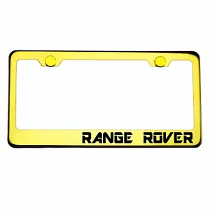Gold Chrome License Plate Frame RANGE ROVER Laser Engraved Metal Screw Cap - Picture 1 of 8
