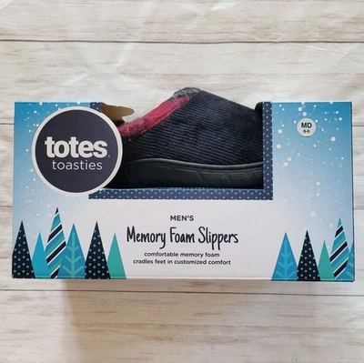 Zapatillas Totes Toasties negras de espuma viscoelástica de pana con capucha para hombre medianas (8-9) Foto 1 de 4