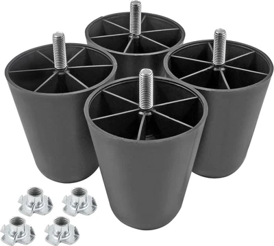 4 piezas patas de sofá negras, patas de muebles cónicas de 4 pulgadas pies de sofá de plástico con M10  Foto 1 de 4