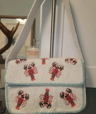 NWT SOL and MER Beaded Baguette Shoulder Bag-Red Lobster Pattern - Image 1 of 4