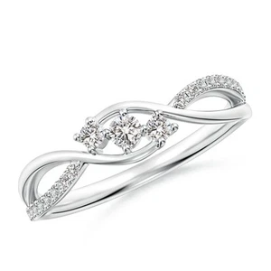 ANGARA 0.25 Ct Diamond Infinity Twist Three Stone Bypass Ring in 14K Solid Gold - Picture 1 of 34