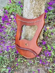 18 String Curved Design Rosewood Harp Musical Lyre Harp with free String, Key - Picture 1 of 5