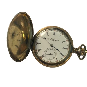 Elgin Pocket Watch Gold Filled Double Stock Pocket Watch J Boss Case - Picture 1 of 9