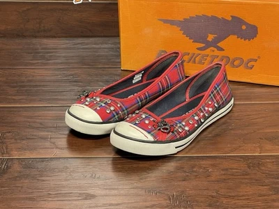 Rocketdog 女式鞋红色格子运动鞋 6.5 码宝石一脚蹬二手 — 第 1/4 张图片