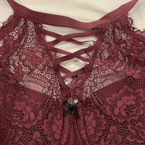 Cacique Balconette Bra BURGUNDY WINE LACE 46DD SEXY UNDERWIRE - Picture 1 of 5