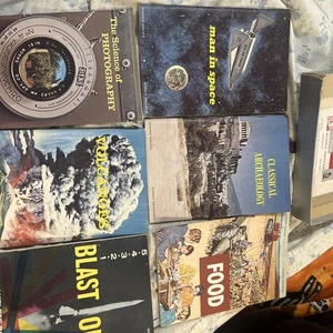 Lot Of 6 Science Service Vintage Books Food Volcanoes Archaeology Man In Space + - Imagen 1 de 7