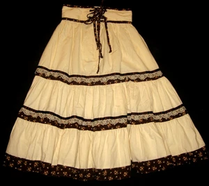 Gonna intera cottage vintage anni 70 JESSICA'S GUNNIES marrone crema floreale prarie tier 9/S - Foto 1 di 10