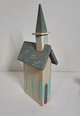 VTG Primitive Folk Art Wooden Painted Church by Carousel Unlimited  - Image 1 of 4