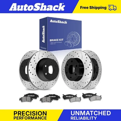 Front Rear Drilled Slotted Brake Rotors Ceramic Pads for GMC Sierra 1500 - Image 1 of 4