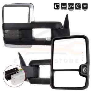 1 Pair Power Chrome LED Clearance Signals Tow Mirrors For 1988-1998 Chevy C1500 - Picture 1 of 8