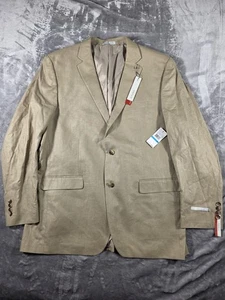 NWT Perry Ellis Linen Blend Speaker Blazer Jacket. 48L Neutral Tan Modern Fit - Picture 1 of 9